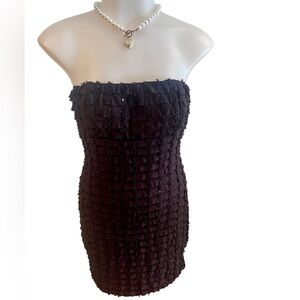 xxi black strapless fitted bodycon dress with sparkly accents SZ M (juniors)